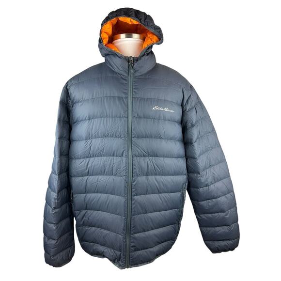 Eddie Bauer CirrusLite Down Hooded Jacket Zip Dark Blue Puffer Men's Size XL - Picture 2 of 15